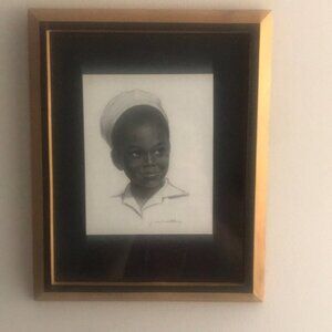 J. MacDonald Henry sketch- 8x10” wood frame, pretty colored girl.